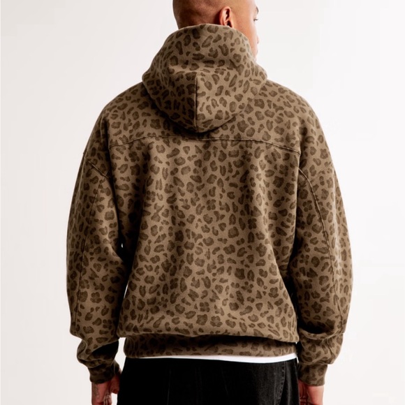 Abercrombie & Fitch Essential Popover Hoodie Light Brown Pattern (Leopard) - Picture 3 of 6